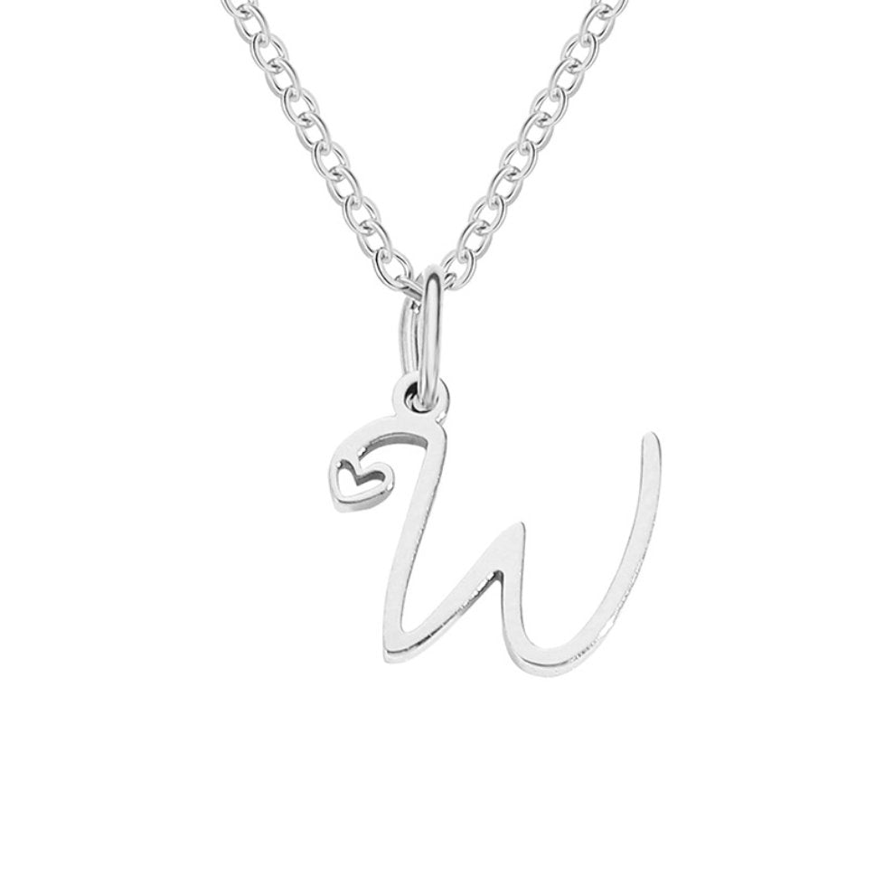 Collier Cœur Lettre Argent