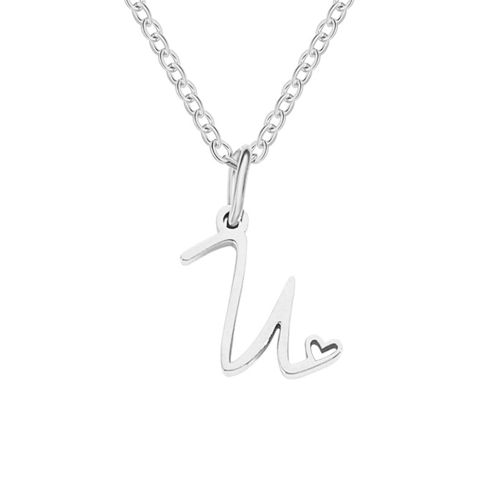 Collier Cœur Lettre Argent