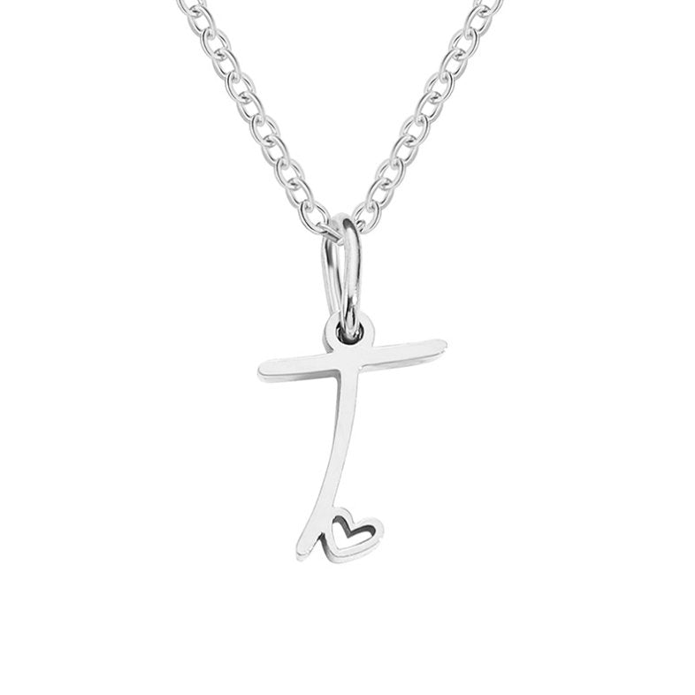 Collier Cœur Lettre Argent