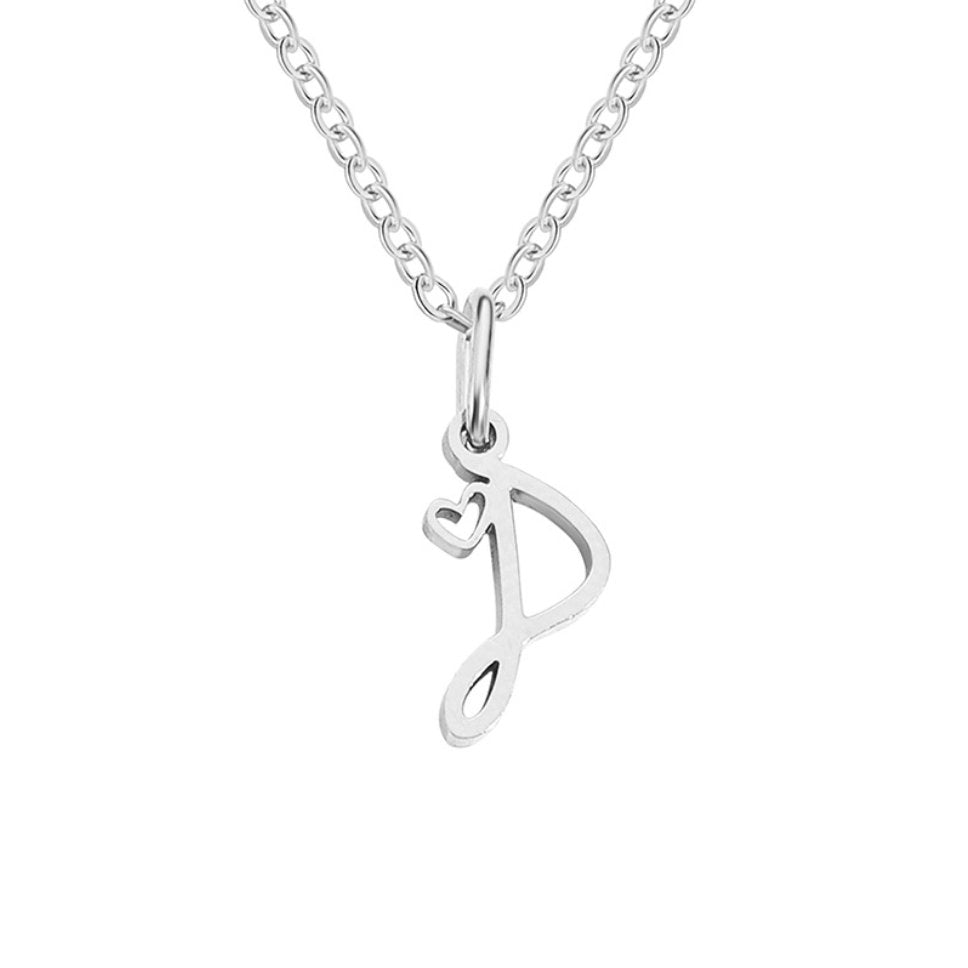 Collier Cœur Lettre Argent