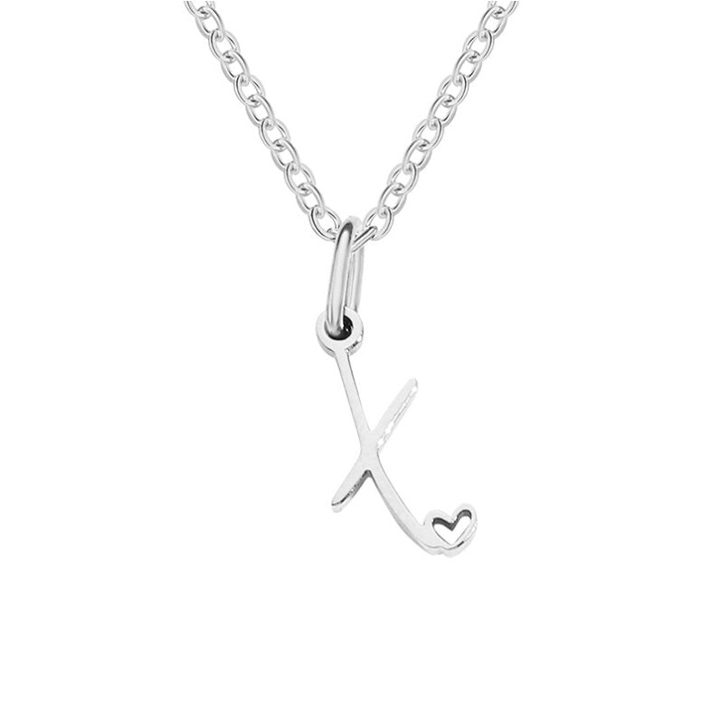 Collier Cœur Lettre Argent