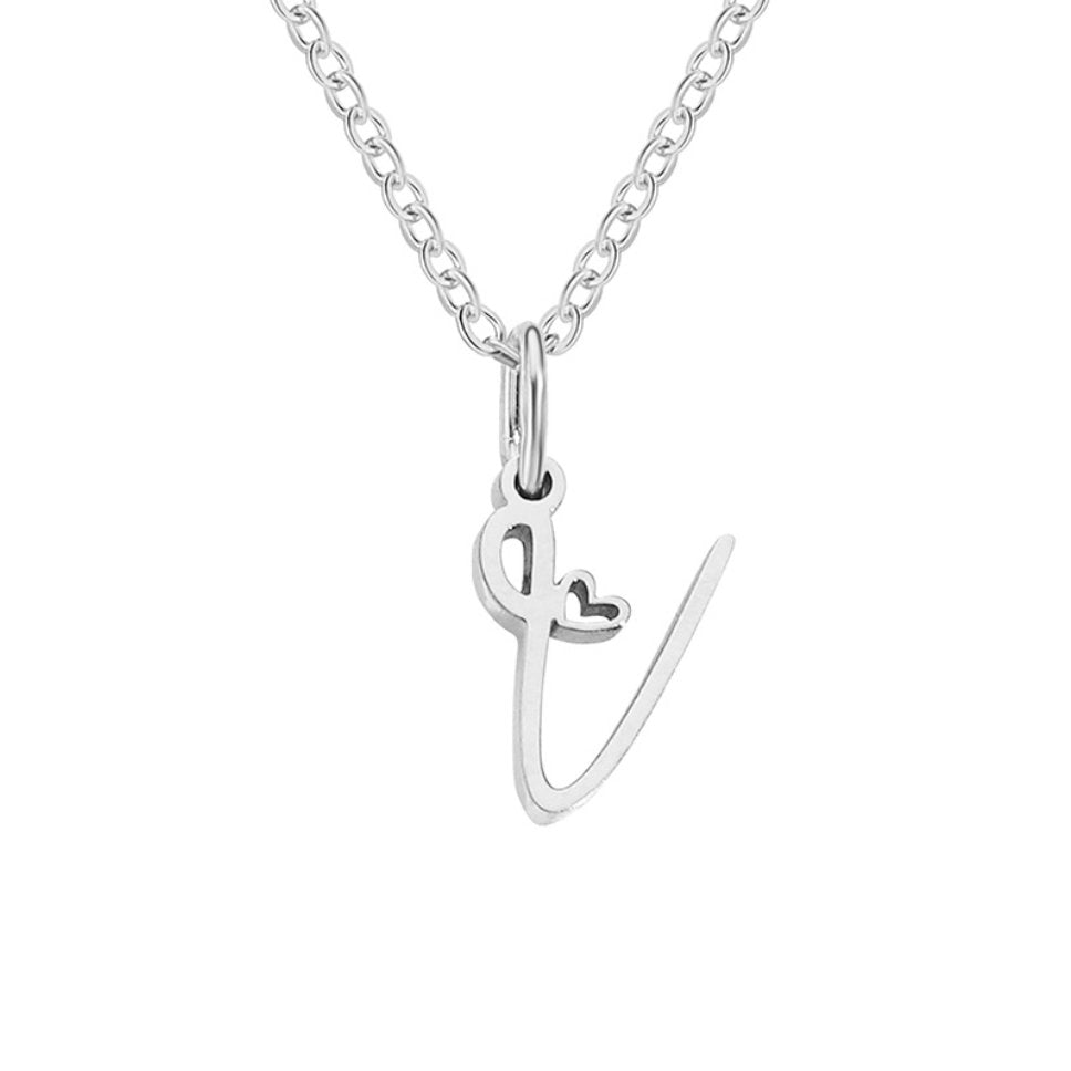 Collier Cœur Lettre Argent