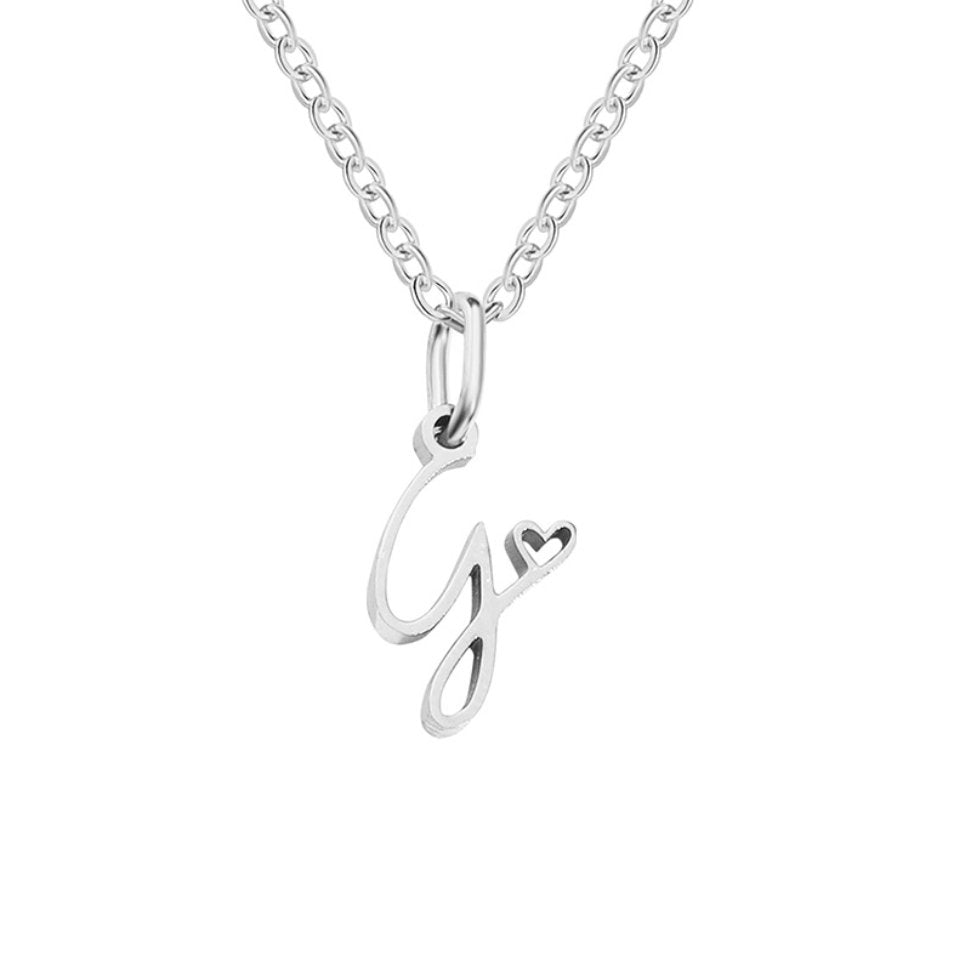 Collier Cœur Lettre Argent