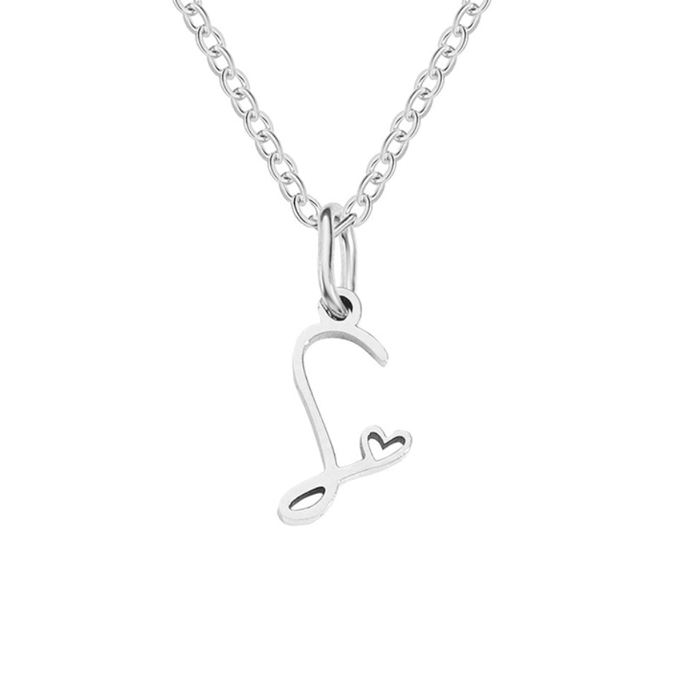 Collier Cœur Lettre Argent