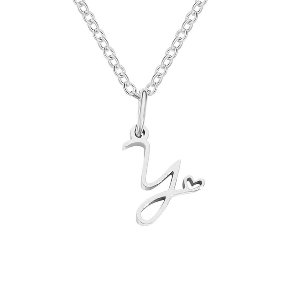 Collier Cœur Lettre Argent