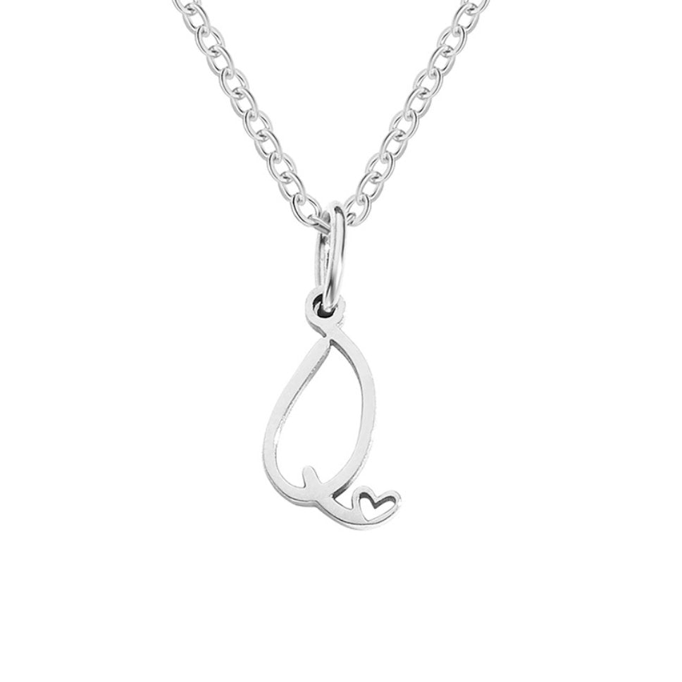 Collier Cœur Lettre Argent