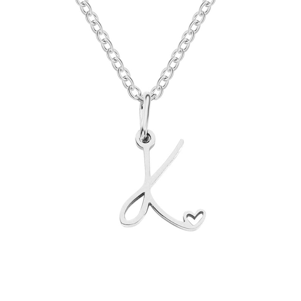 Collier Cœur Lettre Argent