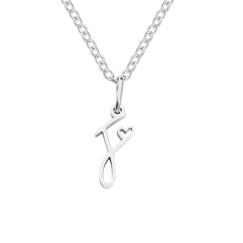 Collier Cœur Lettre Argent