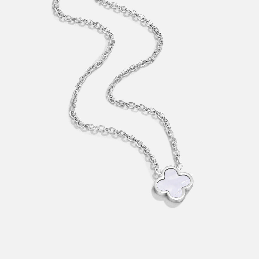 Le Collier Trèfle Blanc Argenté