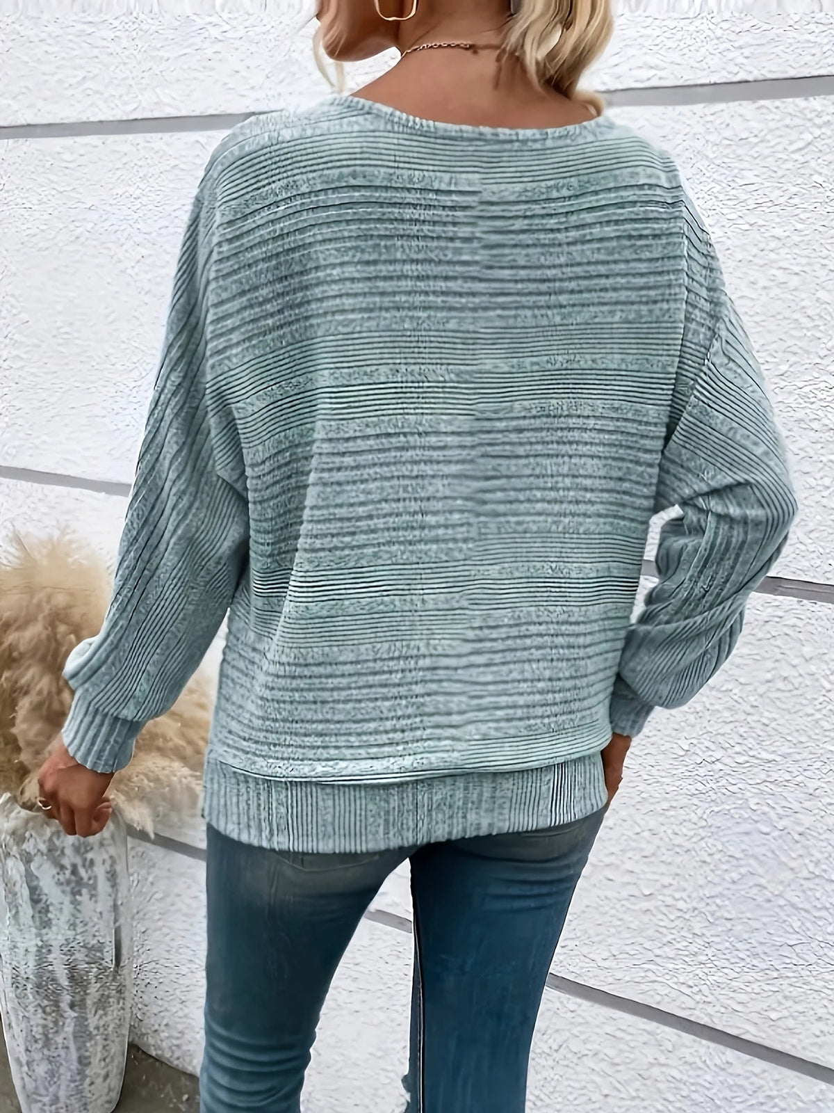 Sophie | Pull décontracté uni à col rond et manches larges