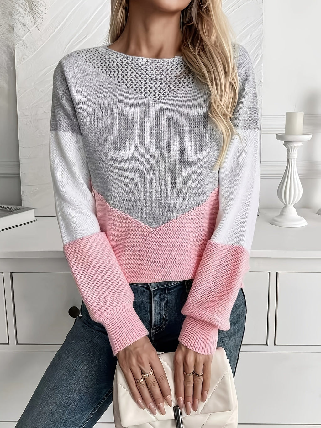Sophie | Pull décontracté à blocs colorés avec manches longues