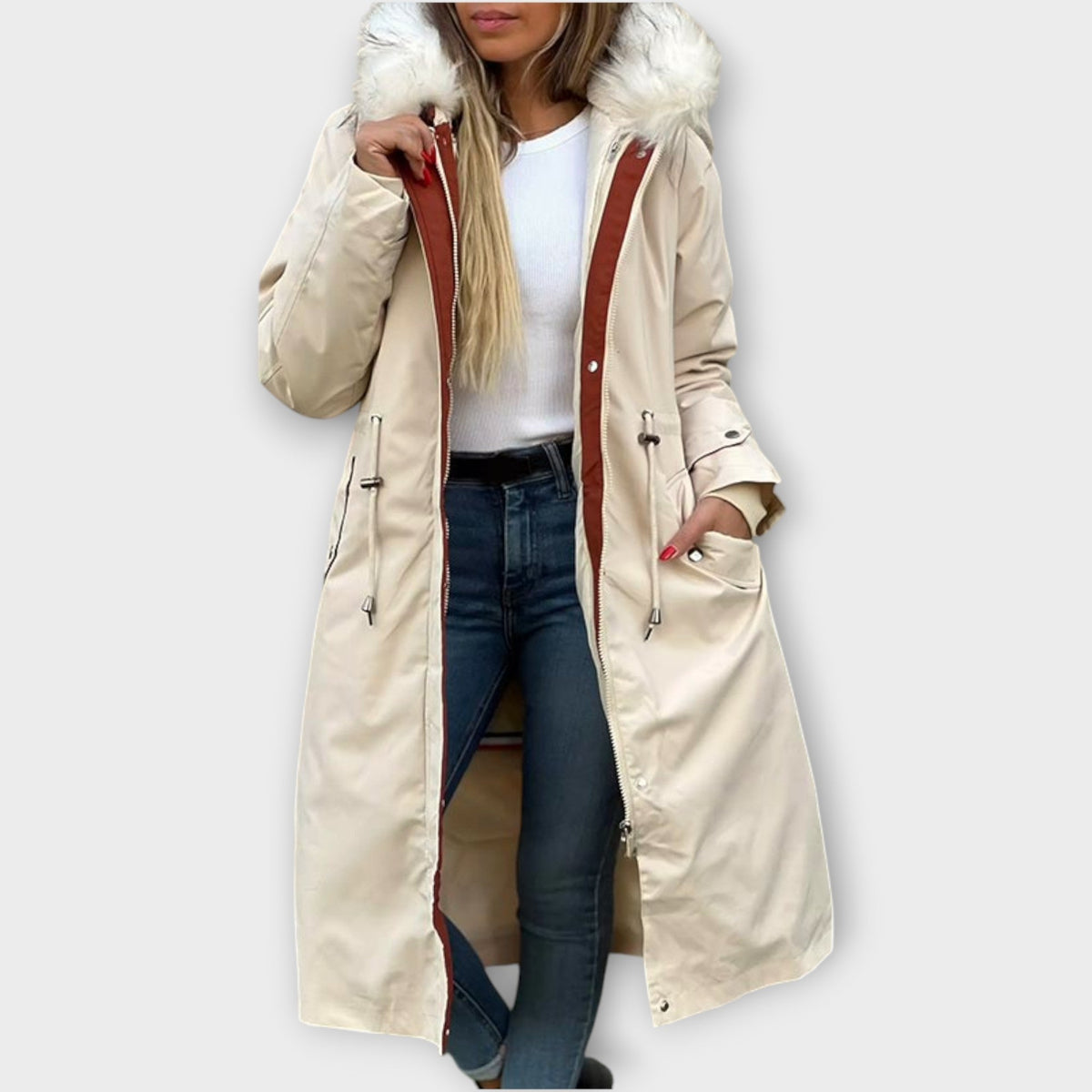 Parka d'Hiver Longue en Similicuir
