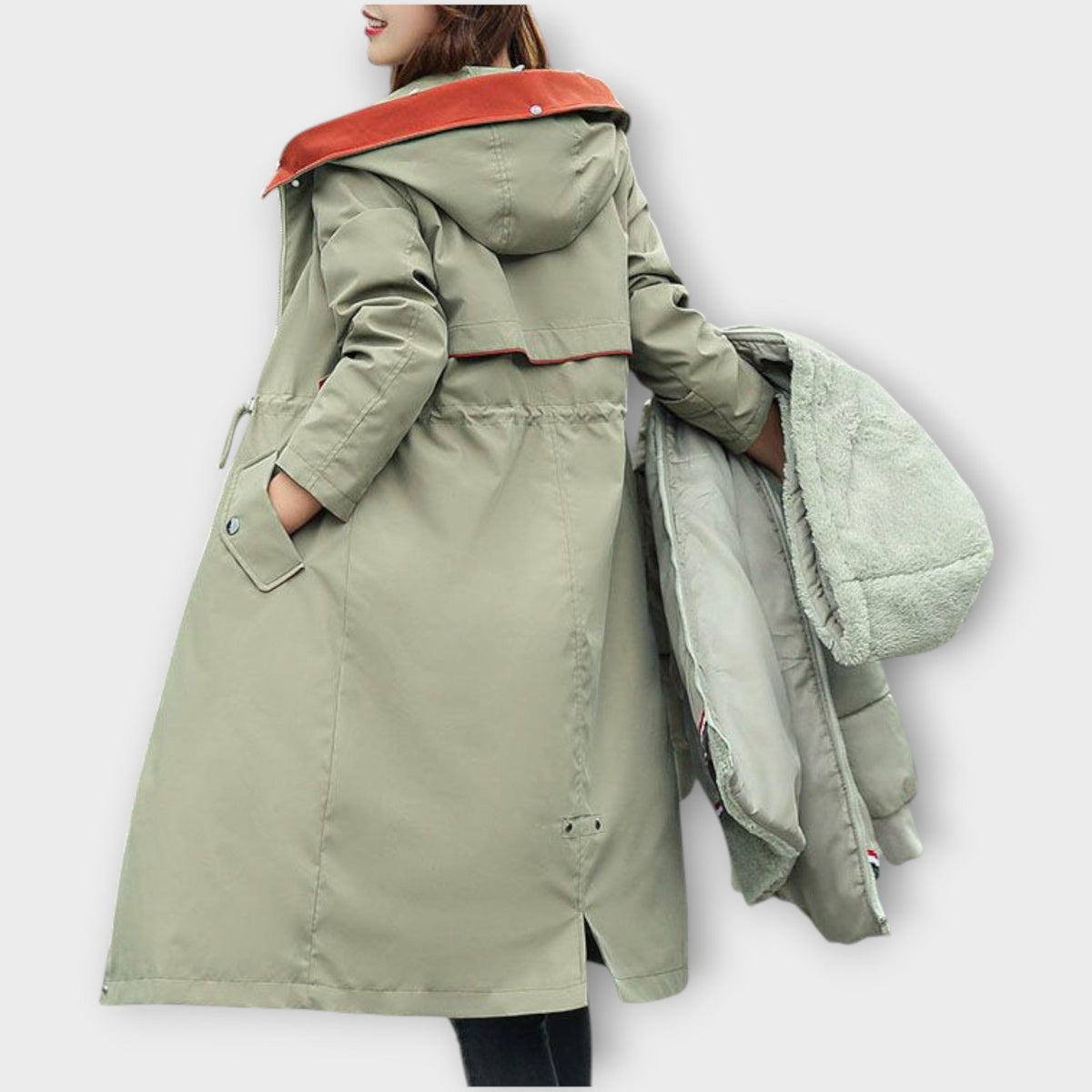 Parka d'Hiver Longue en Similicuir