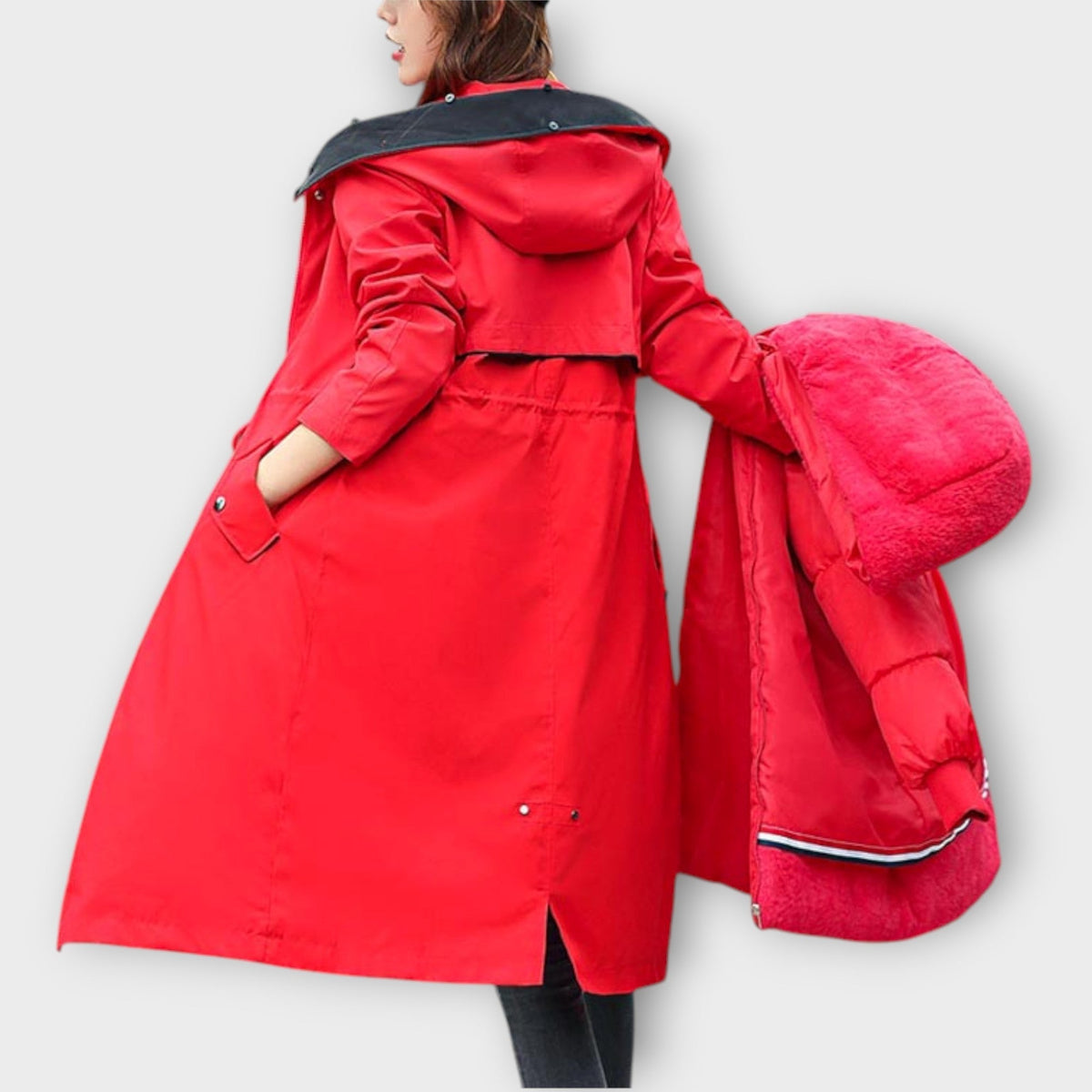 Parka d'Hiver Longue en Similicuir
