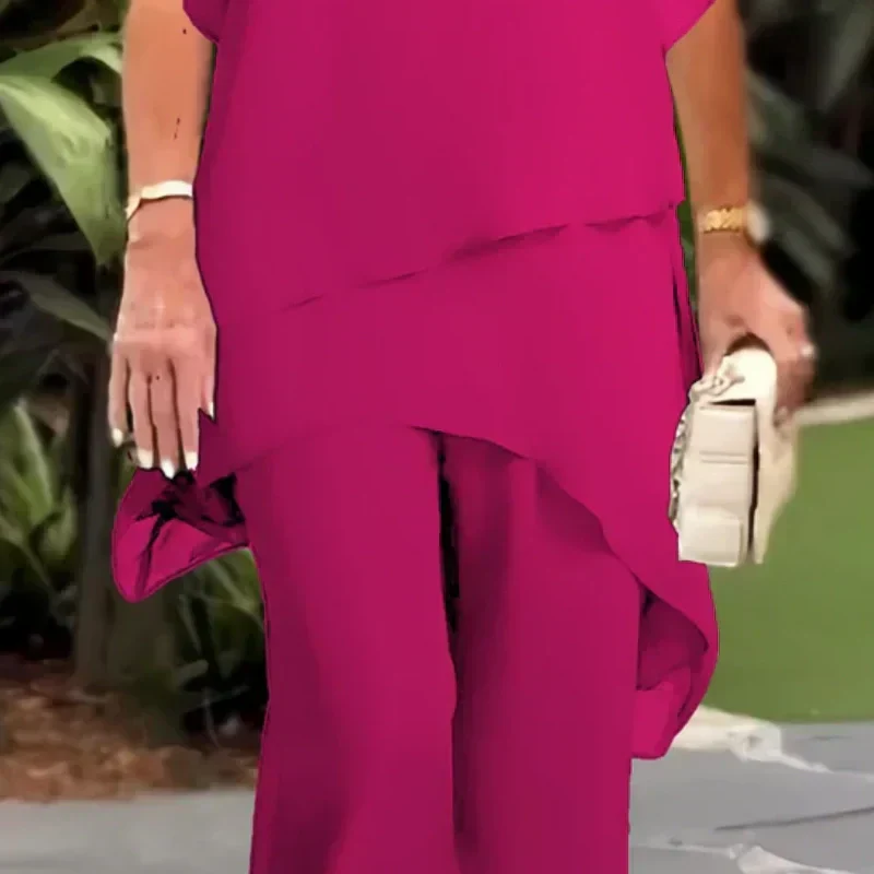 Costume avec pantalons palazzo drapés