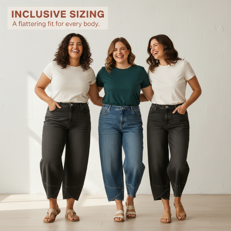 Havina - Jean Large Croisé Moderne Pour Femme