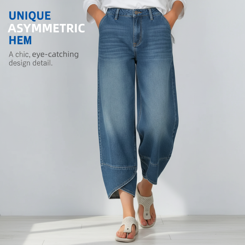 Havina - Jean Large Croisé Moderne Pour Femme