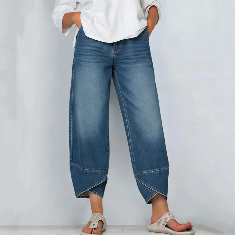 Havina - Jean Large Croisé Moderne Pour Femme