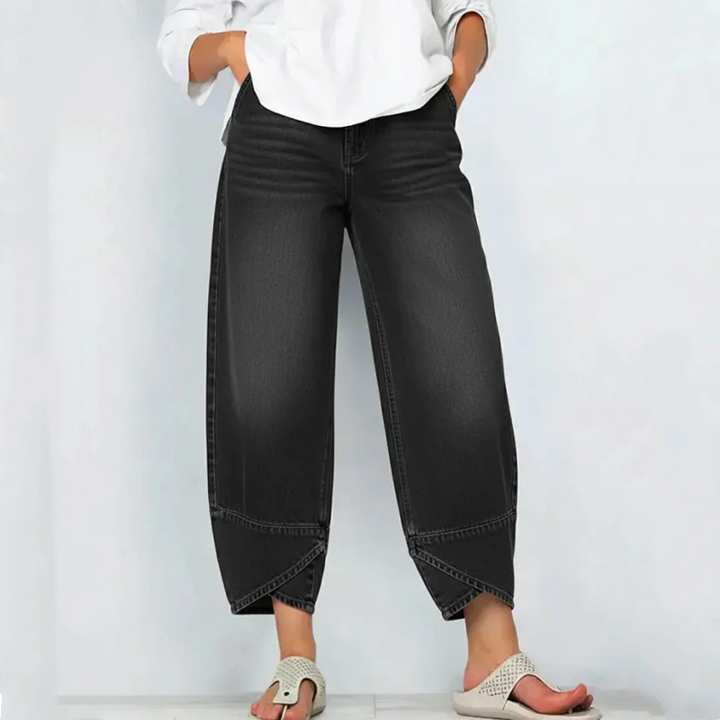 Havina - Jean Large Croisé Moderne Pour Femme