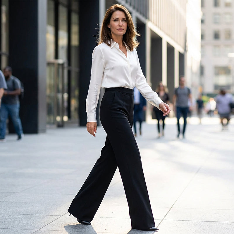 Pantalon de Costume Taille Haute Elegancia – Silhouette Élancée, Jour après Jour