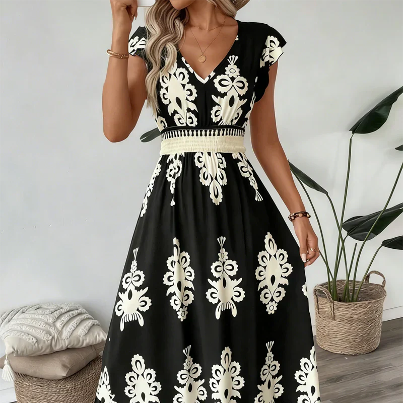 Candela - Robe maxi baroque avec décolleté en V