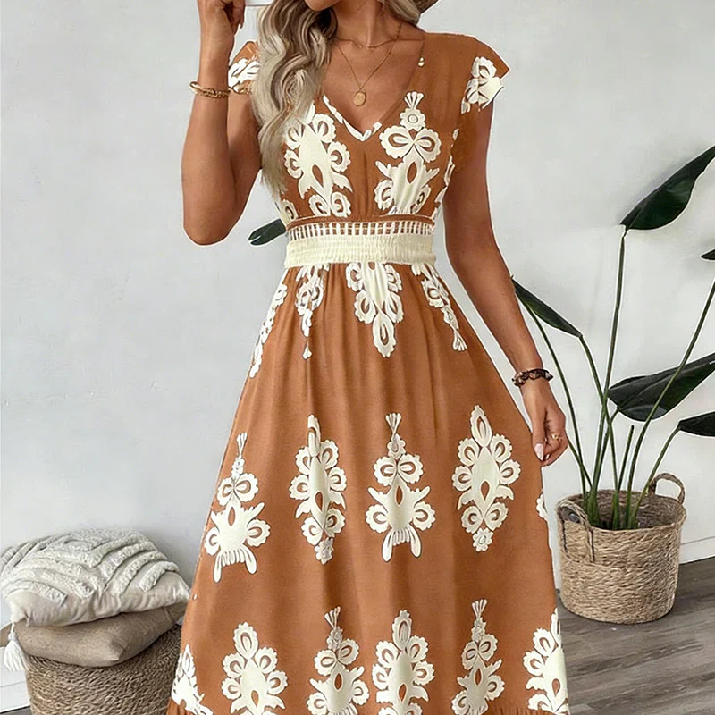 Candela - Robe maxi baroque avec décolleté en V