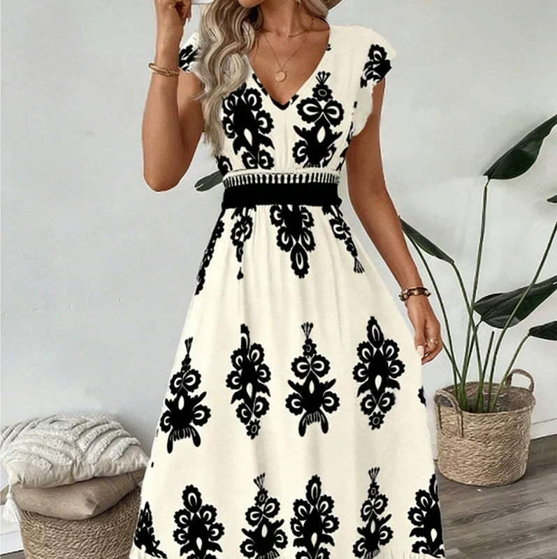Candela - Robe maxi baroque avec décolleté en V