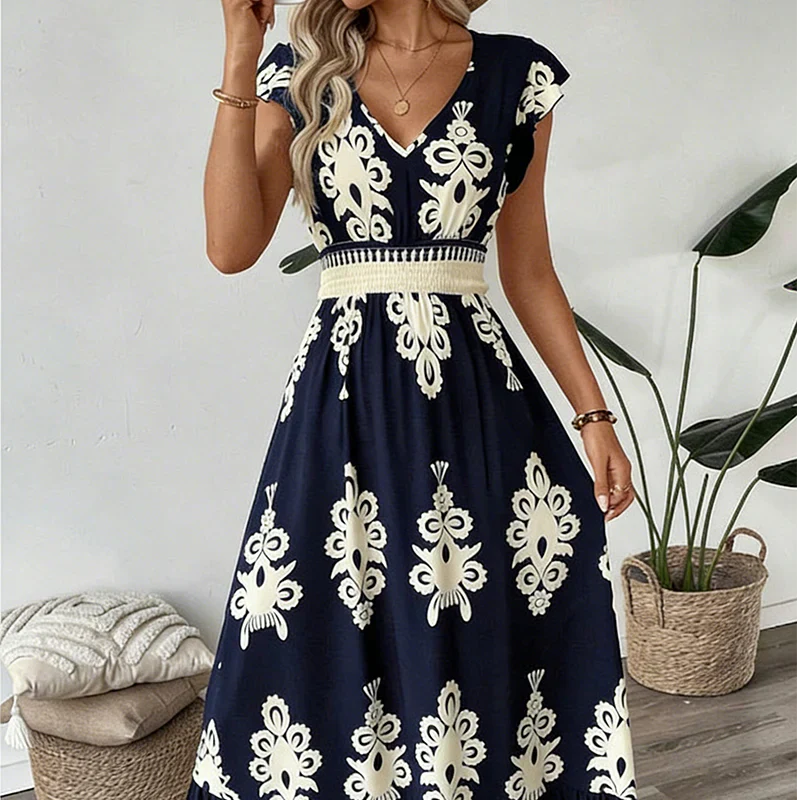 Candela - Robe maxi baroque avec décolleté en V