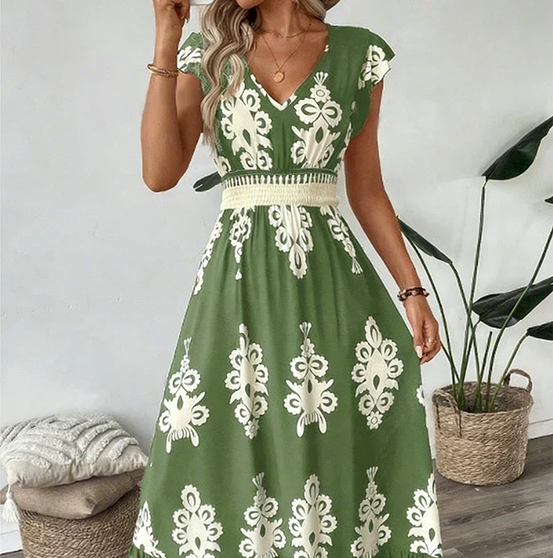 Candela - Robe maxi baroque avec décolleté en V