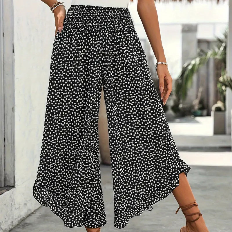 Ravixa - Pantalon Femme Fluide Taille Haute Coupe Large Pour Été