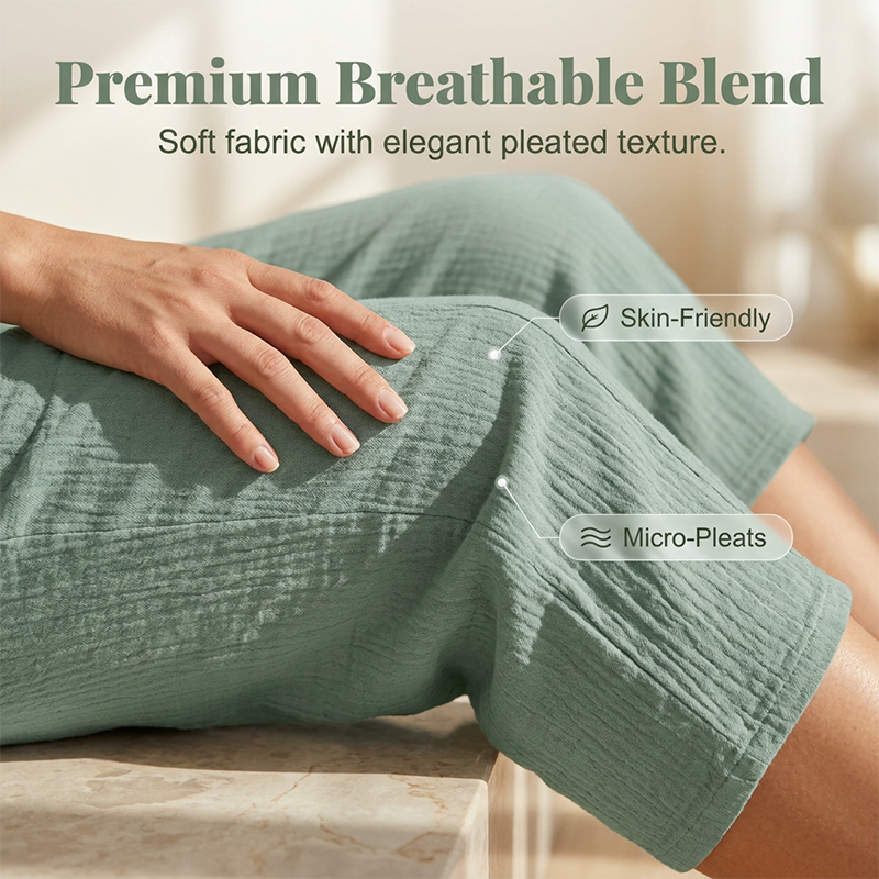 Pantalon Capri Femme Léger en Coton Lin Respirant