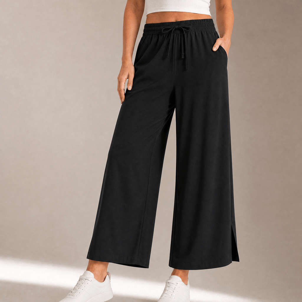 Pantalon Large Femme Veluna – Cropped, Style Épuré