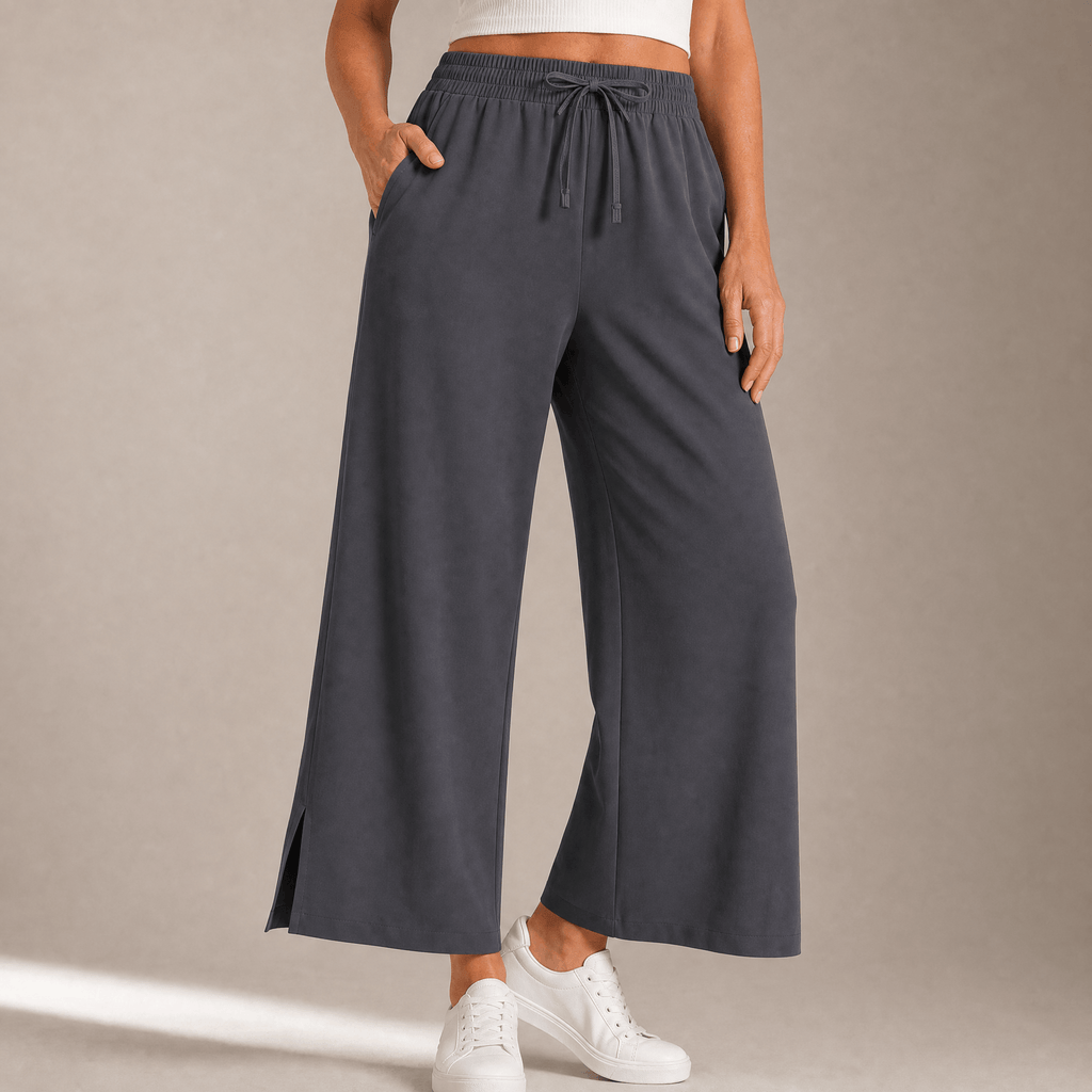 Pantalon Large Femme Veluna – Cropped, Style Épuré
