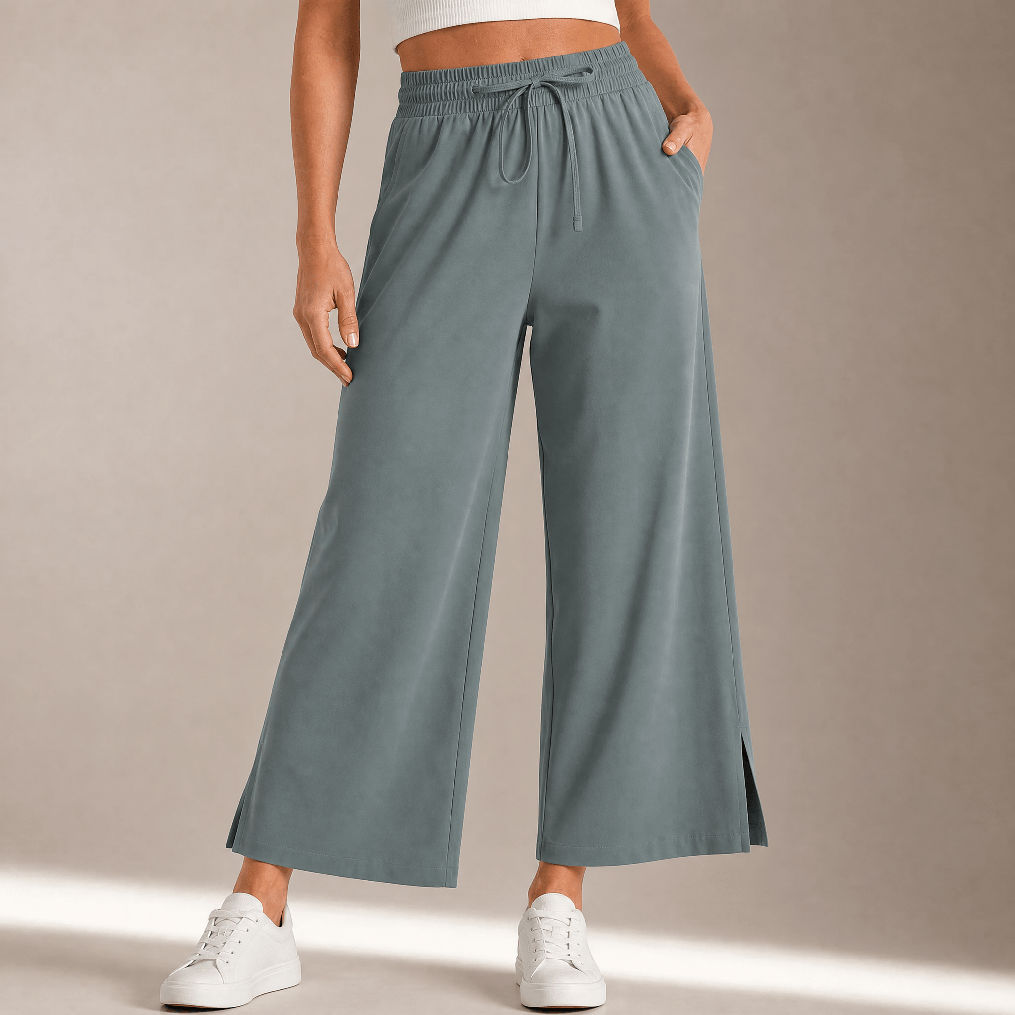 Pantalon Large Femme Veluna – Cropped, Style Épuré