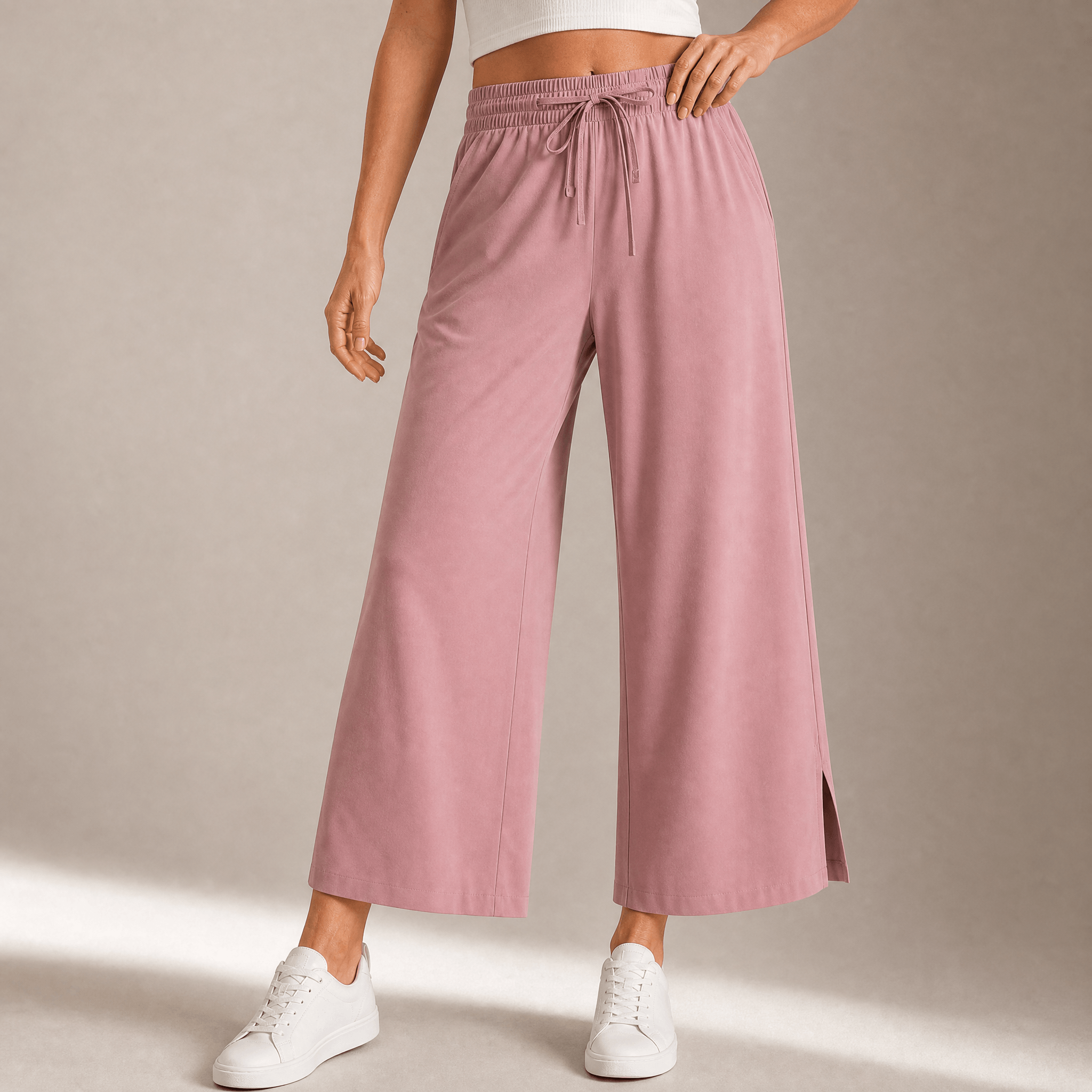 Pantalon Large Femme Veluna – Cropped, Style Épuré